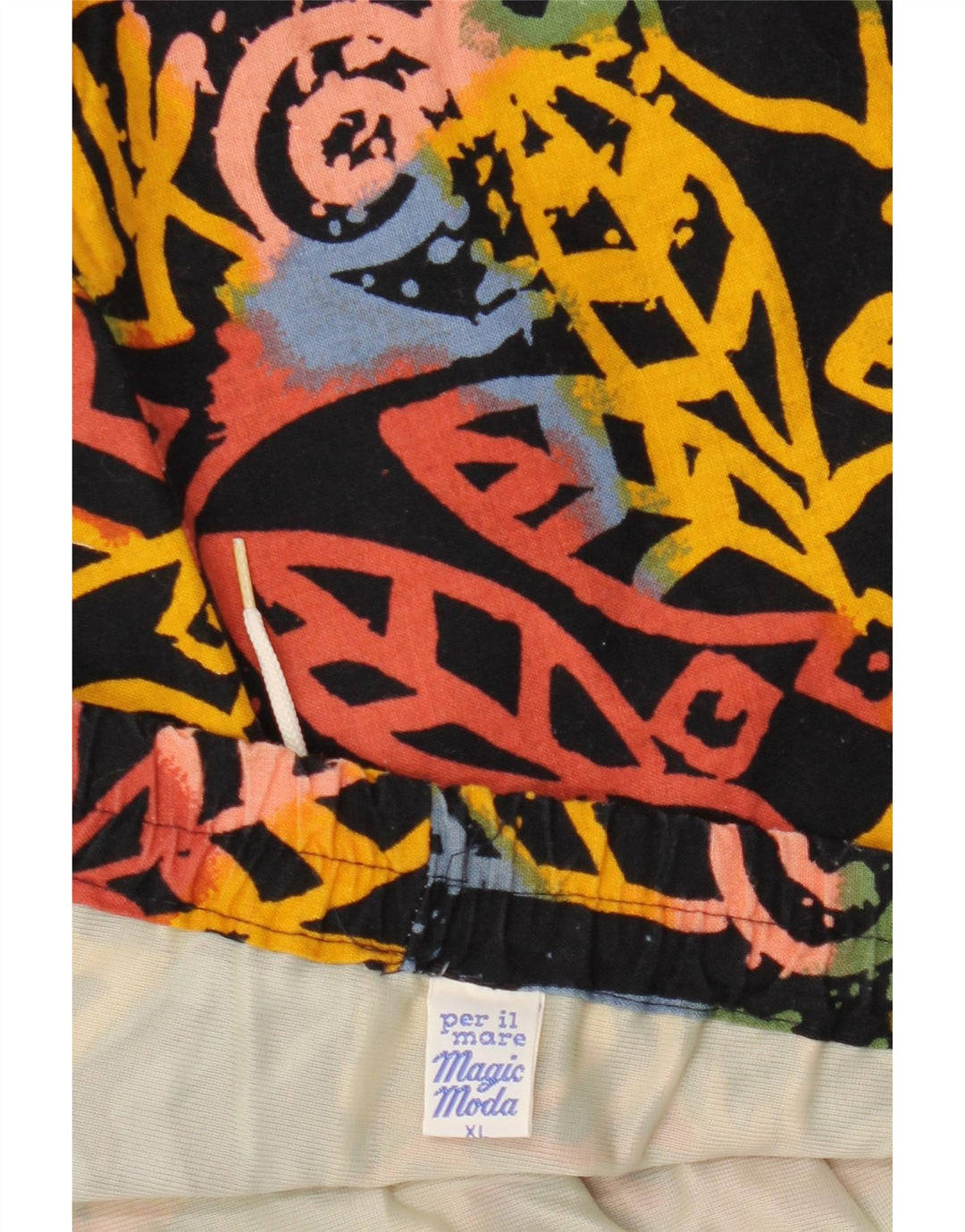 VINTAGE Shorts de baño para hombre XL Algodón floral negro