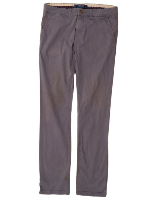 Zara Mens Slim Chino Pantalones EU 38 Small W30 L34 Algodón Azul