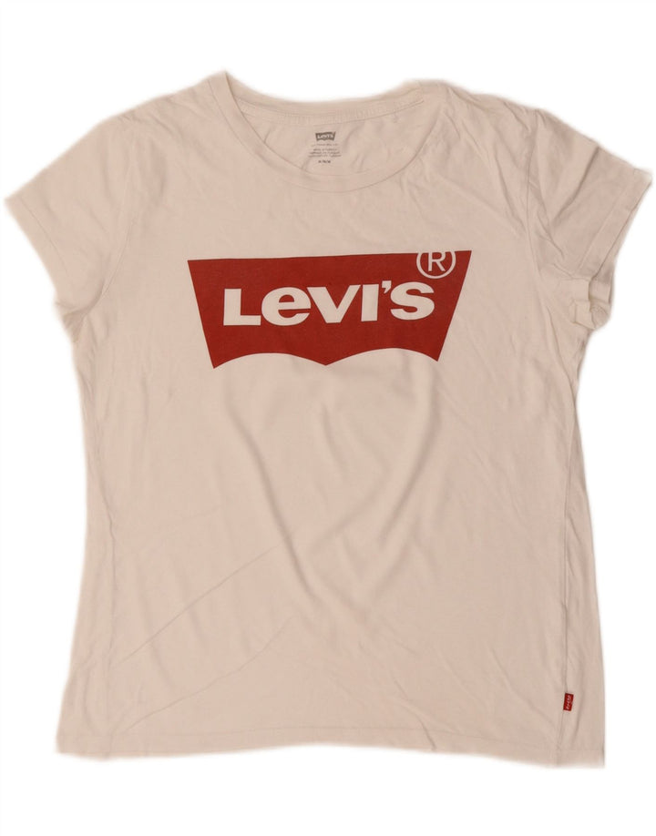 LEVI'S Camiseta gráfica para mujer Top UK 44 Algodón blanco mediano