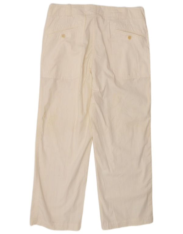 Zara Pantalón chino recto para hombre EU 44 Large W34 L28 Algodón a rayas blancas