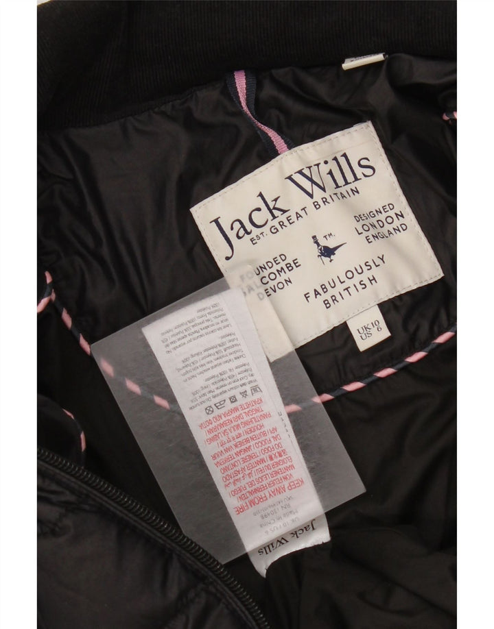 Jack Wills Chaqueta acolchada para mujer UK 10 Small Poliéster negro