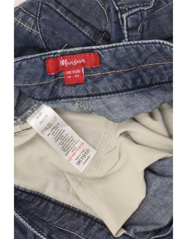 Monsoon Pantalones cortos cargo de mezclilla para mujer UK 14 Medium W34 L20 Algodón azul