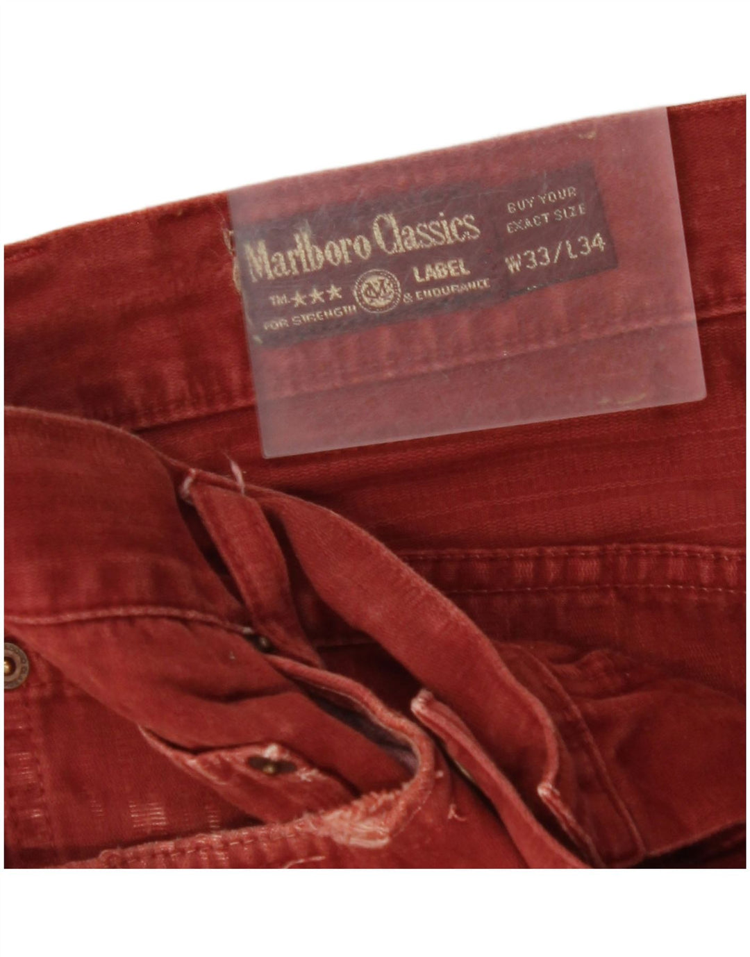MARLBORO CLASSICS Pantalones casuales rectos para hombre W33 L29 Algodón granate