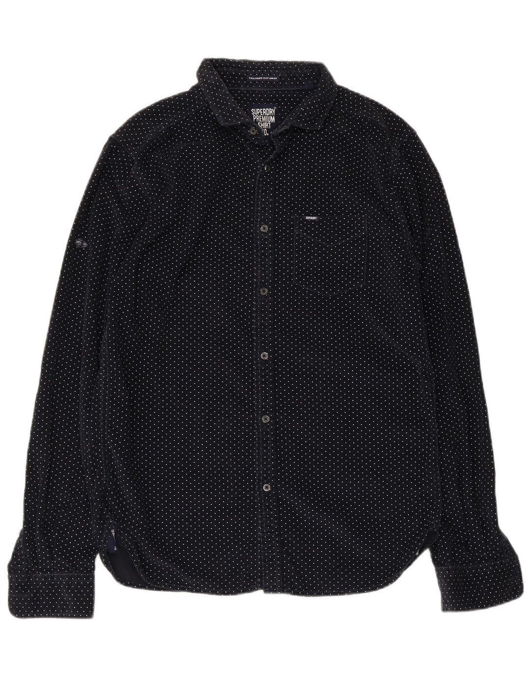 Superdry Camisa De Pana De Algodón Con Manchas De Azul Marino Medio