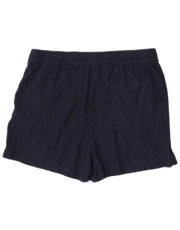Marks & Spencer Pantalones cortos chinos para mujer UK 18 XL W36 Lino azul marino