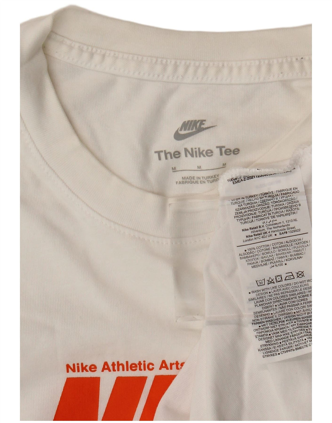 NIKE Camiseta gráfica para hombre Top mediano de algodón blanco roto
