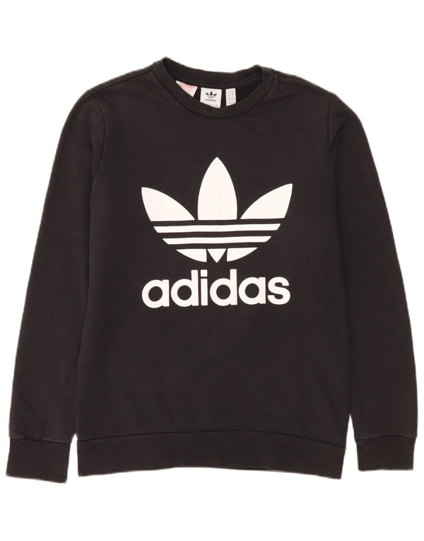 Adidas - Sudadera gráfica para niños (13-14 años, algodón), color negro