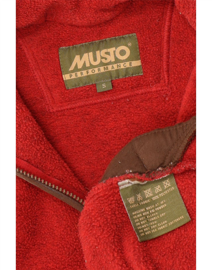 MUSTO Jersey de forro polar con cuello y cremallera para hombre pequeño poliéster rojo
