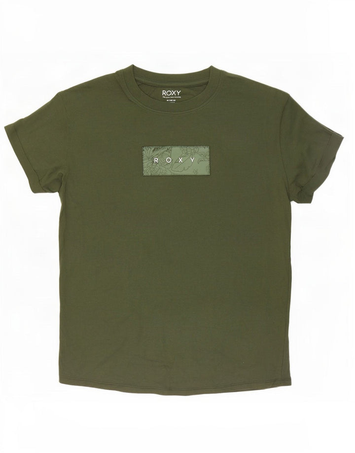 Roxy Camiseta Gráfica para Mujer Top UK 44 Algodón Caqui Mediano