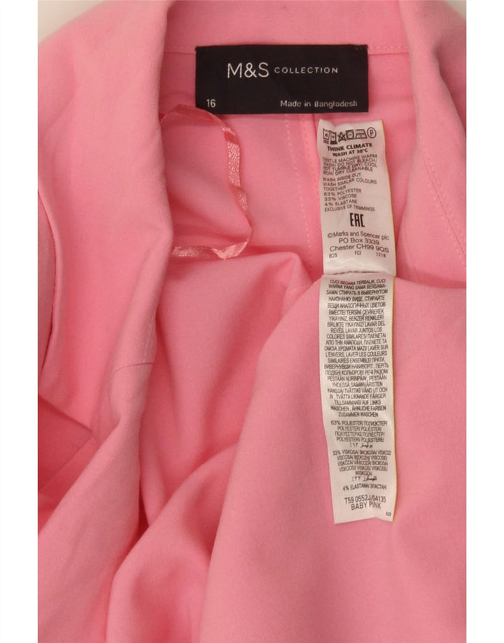MARKS & SPENCER Chaqueta tipo blazer abierta de manga 3/4 para mujer UK 46 Grande Rosa