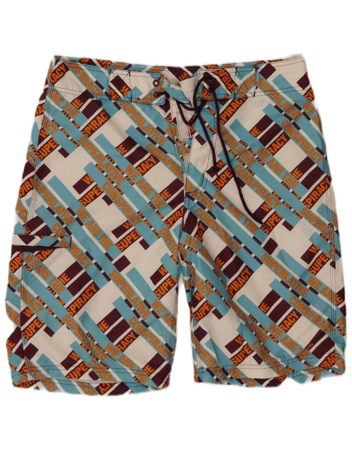 WESC Bañador con estampado gráfico para hombre, poliéster a cuadros pequeños, multicolor