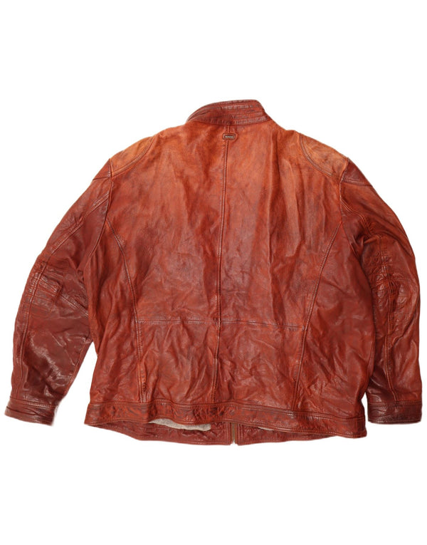 ENGBERS Chaqueta de cuero para hombre UK 46 3XL Borgoña