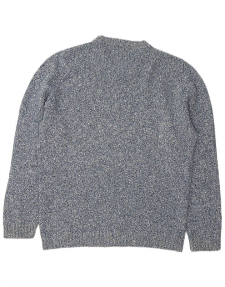 Gran Sasso Jersey de cuello redondo para hombre IT 48 Cachemira moteada azul medio