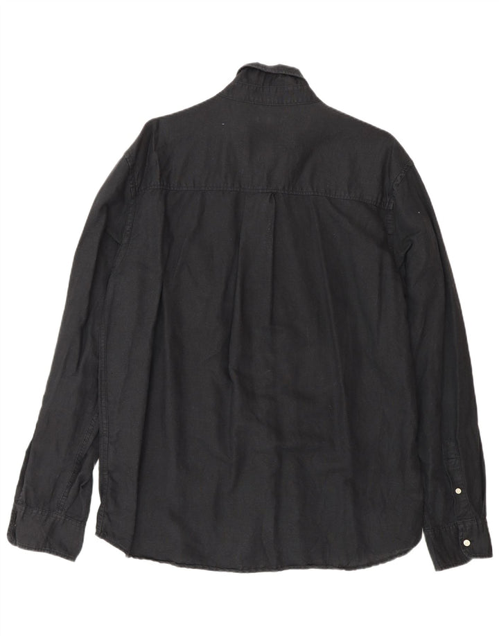 Zara Hombre Camisa Mediana Lino Negro
