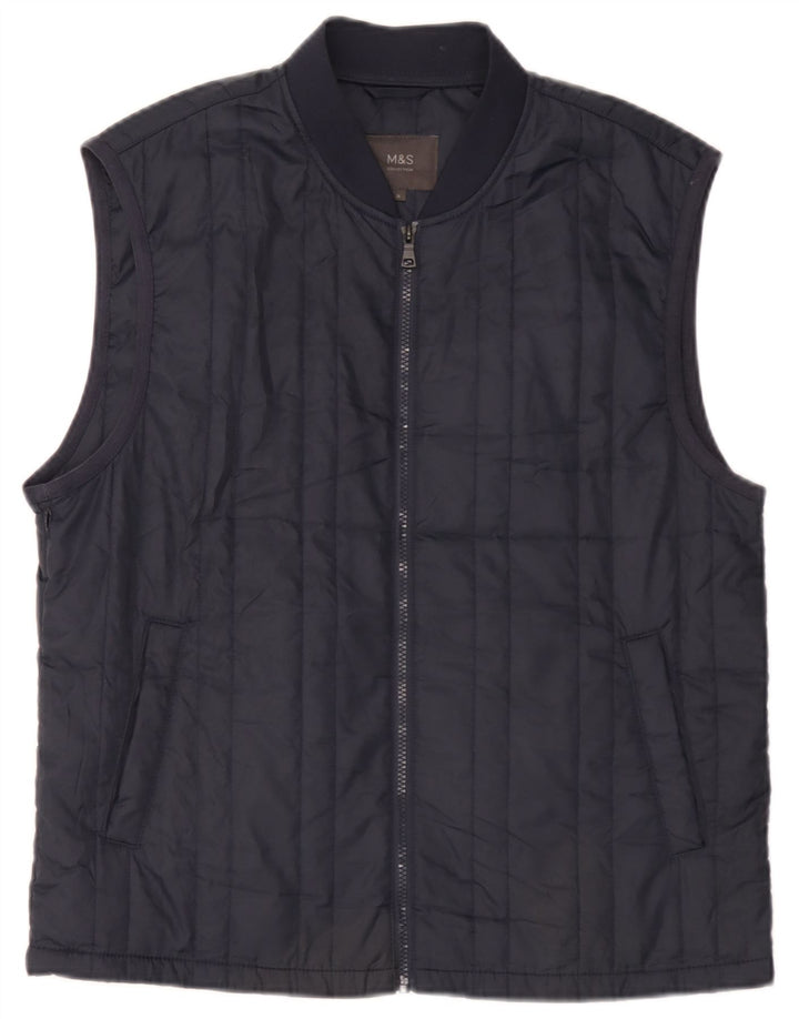 Marks & Spencer Mens Liner Gilet UK 38 Medio Azul Marino Poliéster