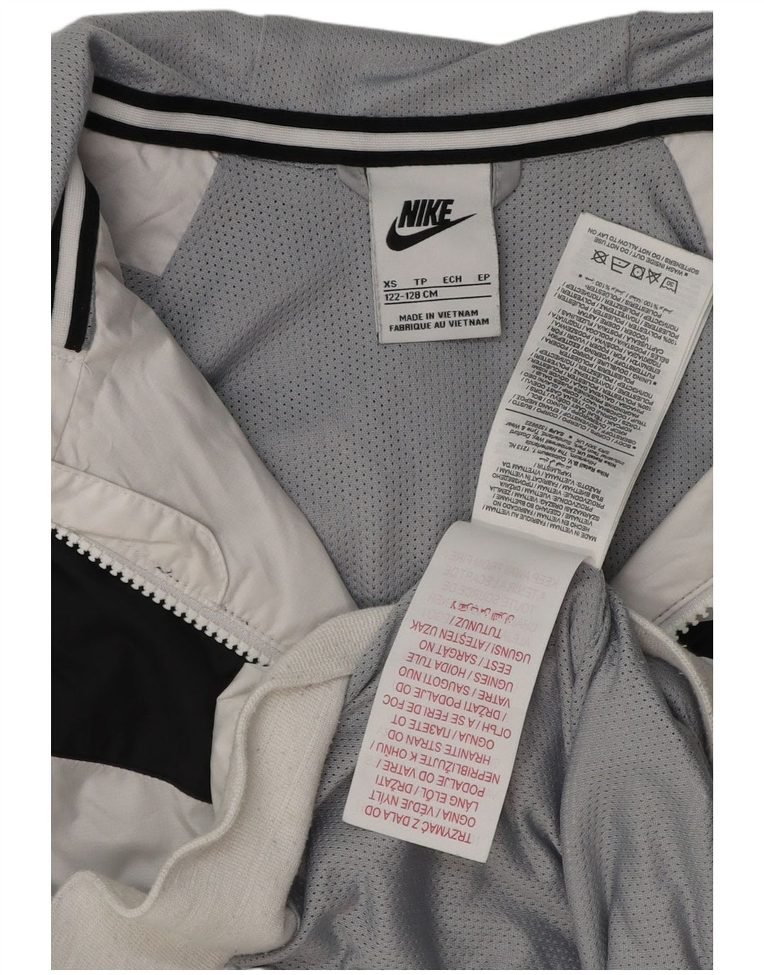 NIKE Chaqueta de chándal con capucha para niños 7-8 años XS Blanco Colorblock