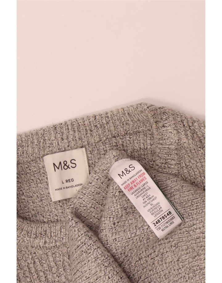 Marks & Spencer - Jersey de cuello redondo para hombre, talla grande, poliamida beige