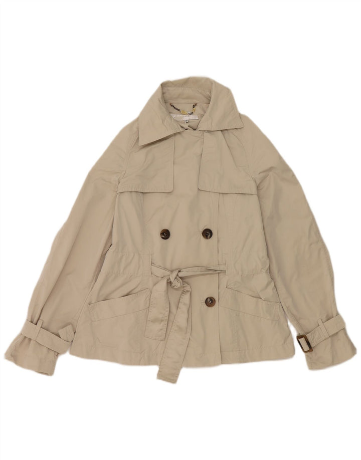 Zara Mujer Chaqueta Cruzada UK 42 Poliéster Gris Medio