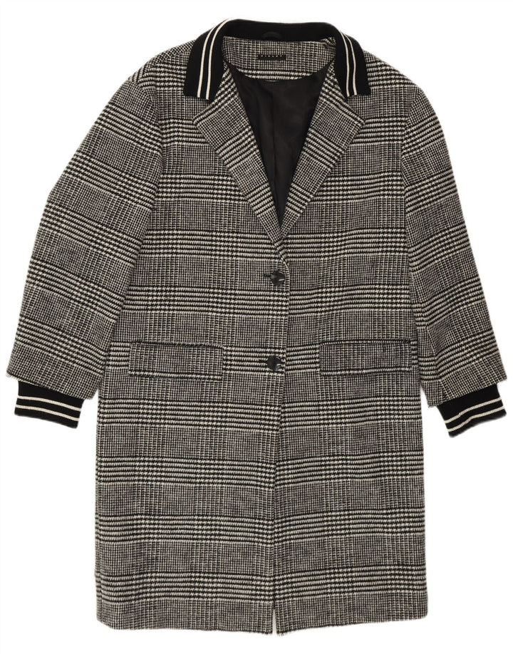 SISLEY Womens Overcoat UK 12 Medium  Grey Houndstooth