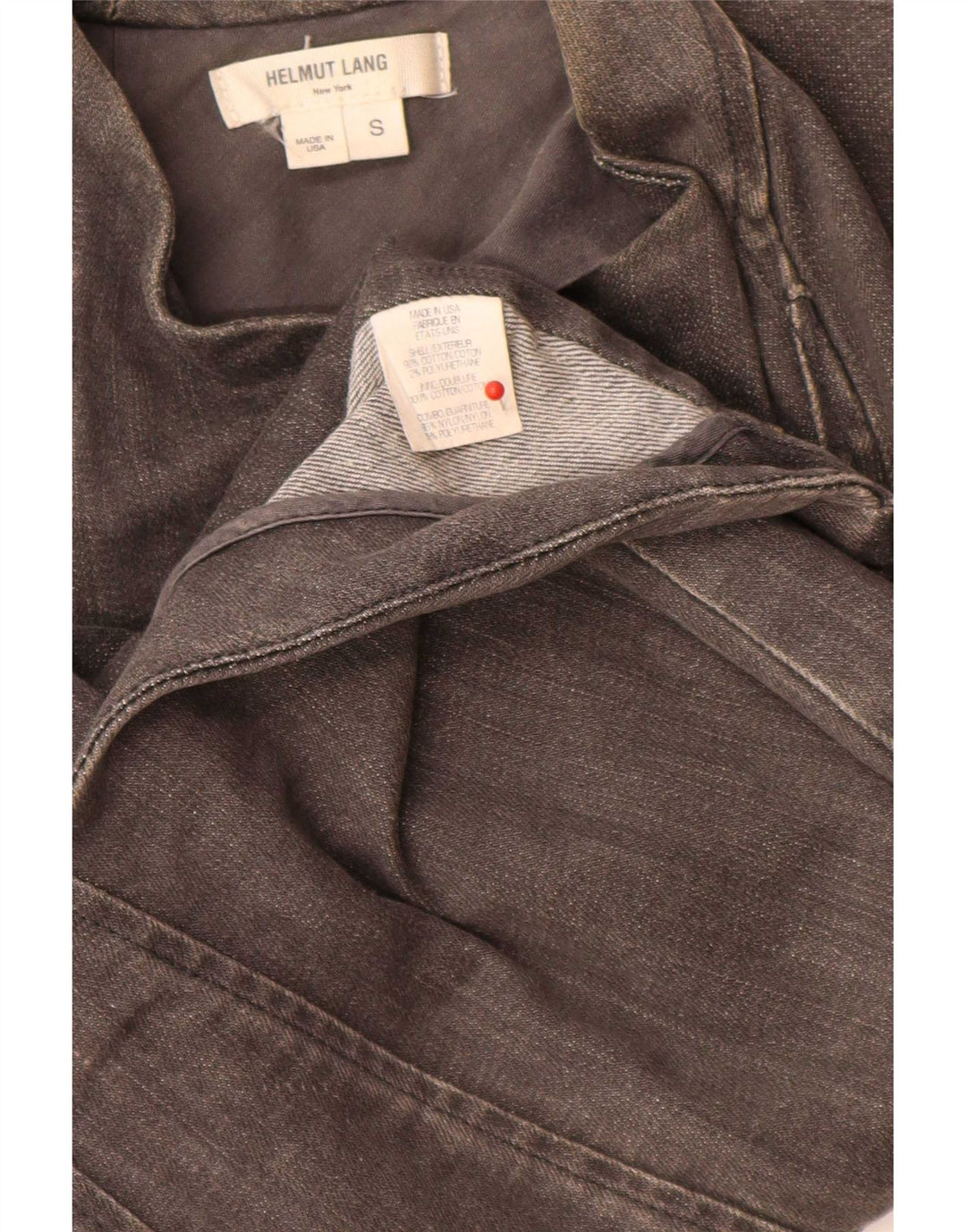 Helmut Lang Chaqueta motera asimétrica para mujer UK 10 Small Grey Colourblock