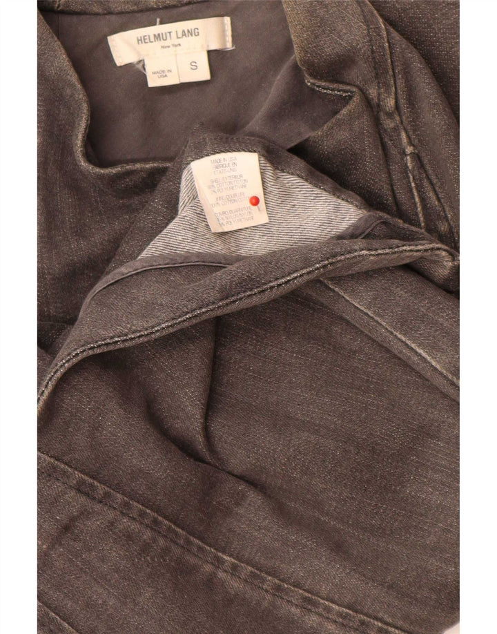 Helmut Lang Chaqueta motera asimétrica para mujer UK 10 Small Grey Colourblock