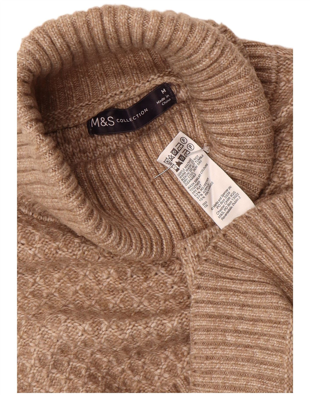 Marks & Spencer Suéter tipo jersey con cuello vuelto para mujer UK 44 Marrón medio