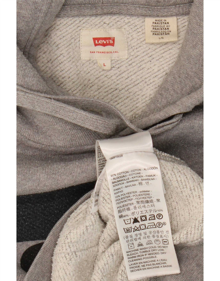 Levi's Jersey con capucha gráfica para hombre de algodón gris grande