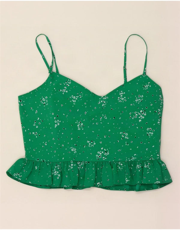 Top de tirantes para mujer Topshop UK 40 Poliéster floral verde medio