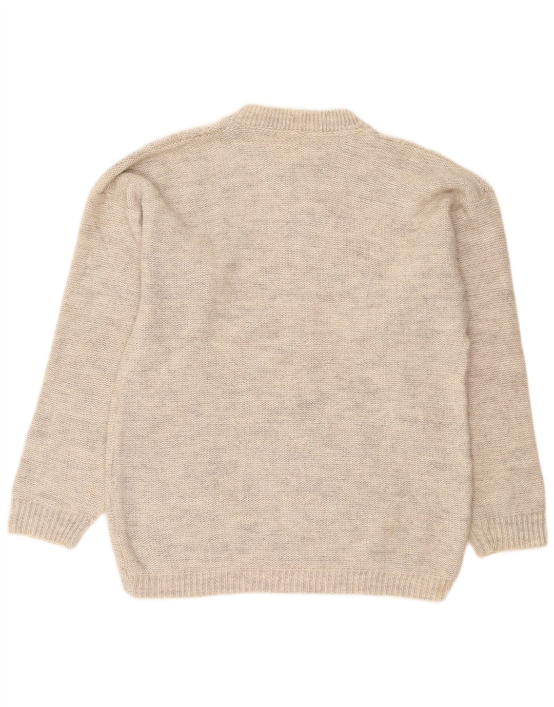 Vintage mujer cuello redondo jersey suéter Reino Unido 16 gris grande