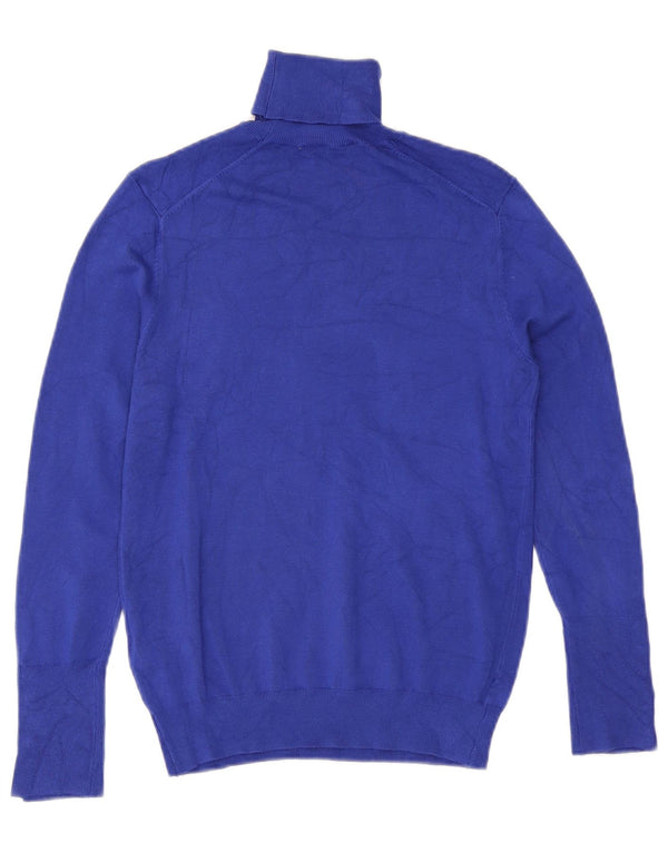 Zara - Jersey con cuello vuelto para mujer, talla 40, talla grande, viscosa azul