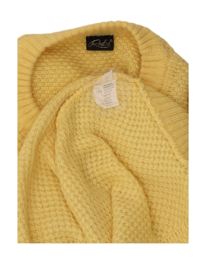 Vintage hombres cuello redondo jersey suéter grande acrílico amarillo