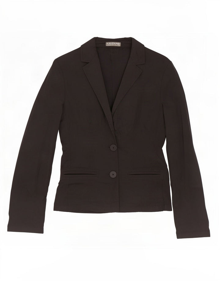 Krizia Poi Chaqueta tipo blazer de 2 botones para mujer IT 42 Medium Black