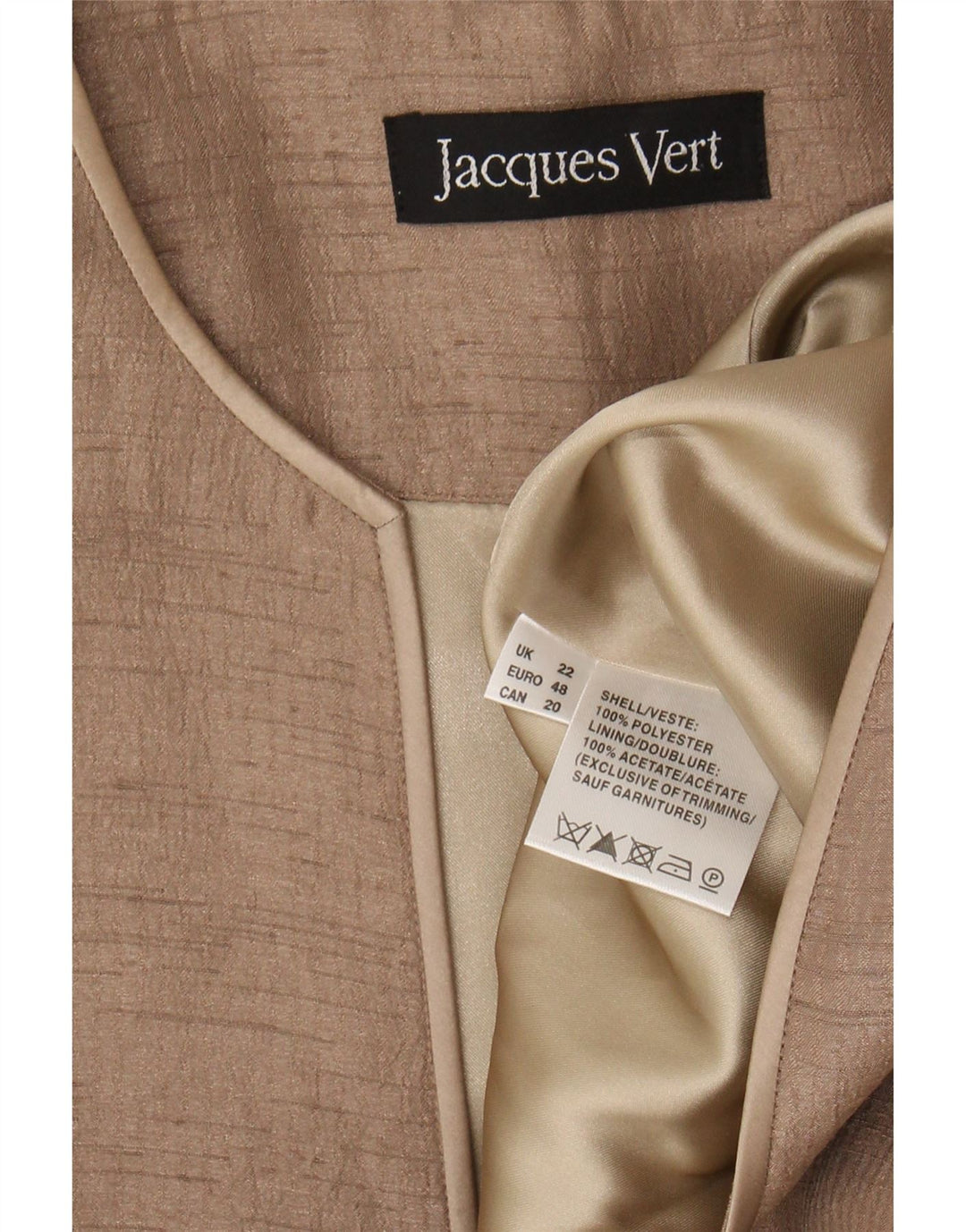 Jacques Vert Chaqueta tipo blazer con 1 botón para mujer UK 22 3XL Poliéster beige
