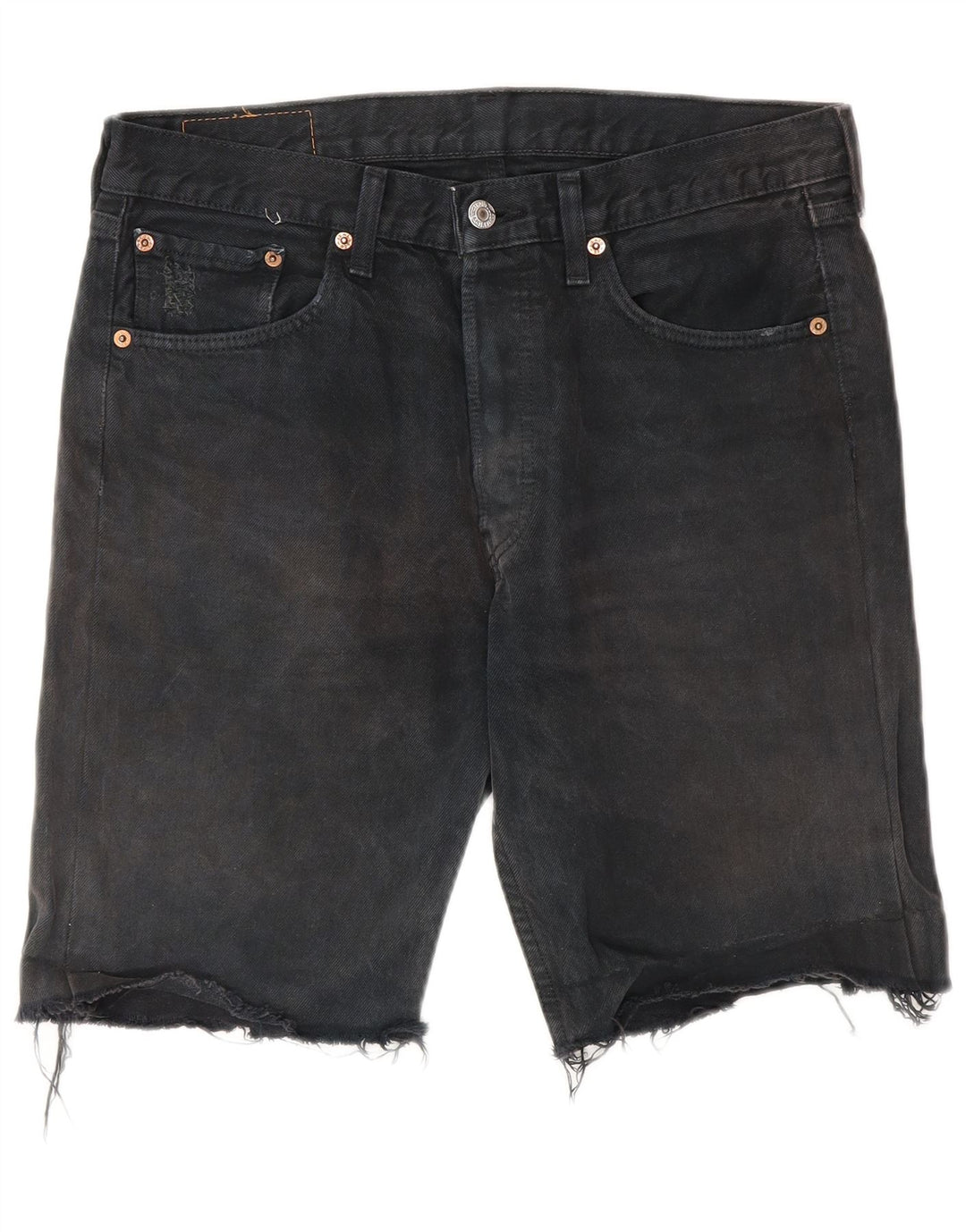 LEVI'S Mens 501 Denim Shorts W32 Algodón Negro Mediano