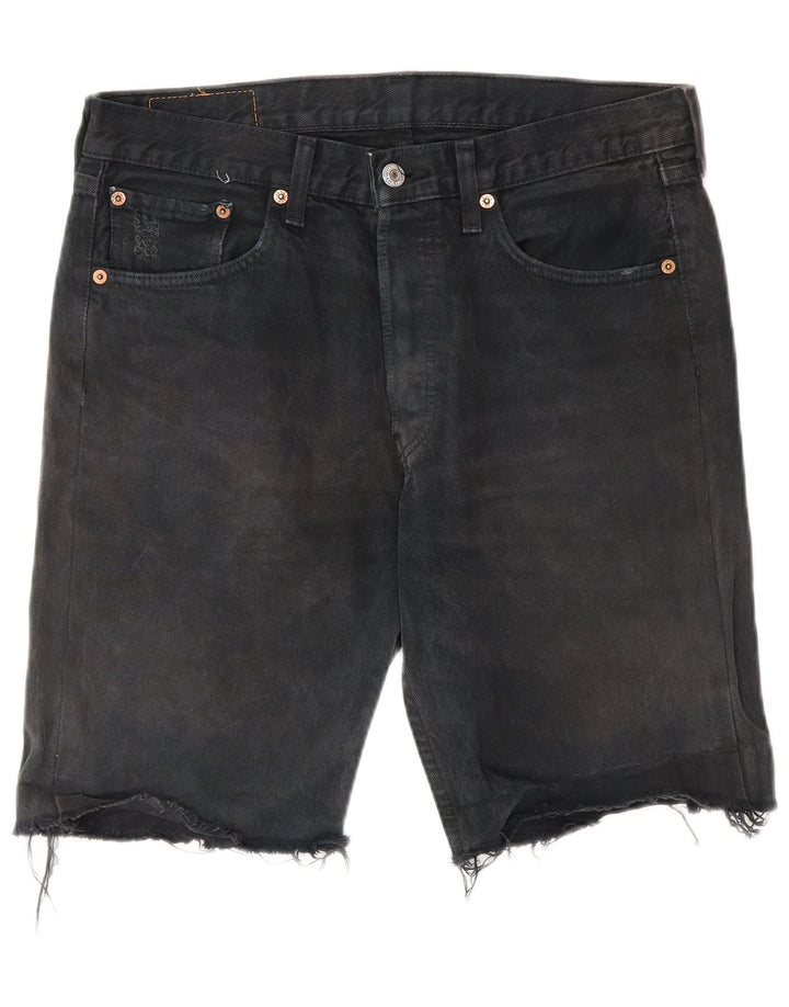 LEVI'S Mens 501 Denim Shorts W32 Algodón Negro Mediano