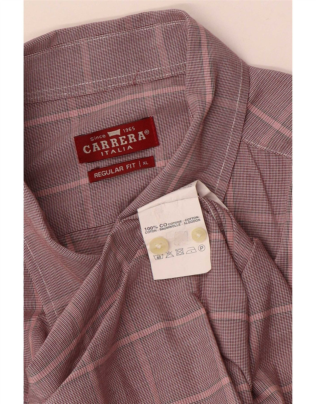 Camisa Carrera Regular Fit para hombre XL Algodón a cuadros burdeos