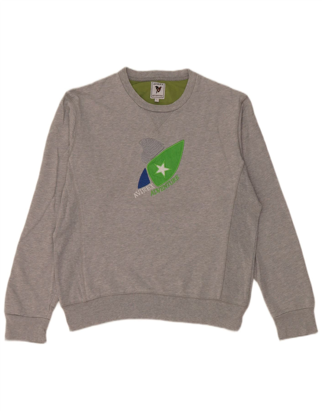 Avirex Hombre Gráfico Regular Fit Sudadera Jumper Grande Gris Algodón