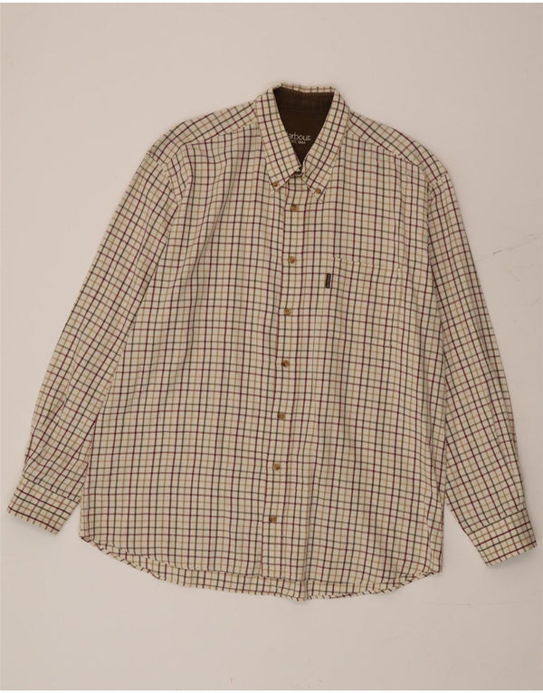 Camisa Barbour Hombre 2XL Algodón Vichy Beige