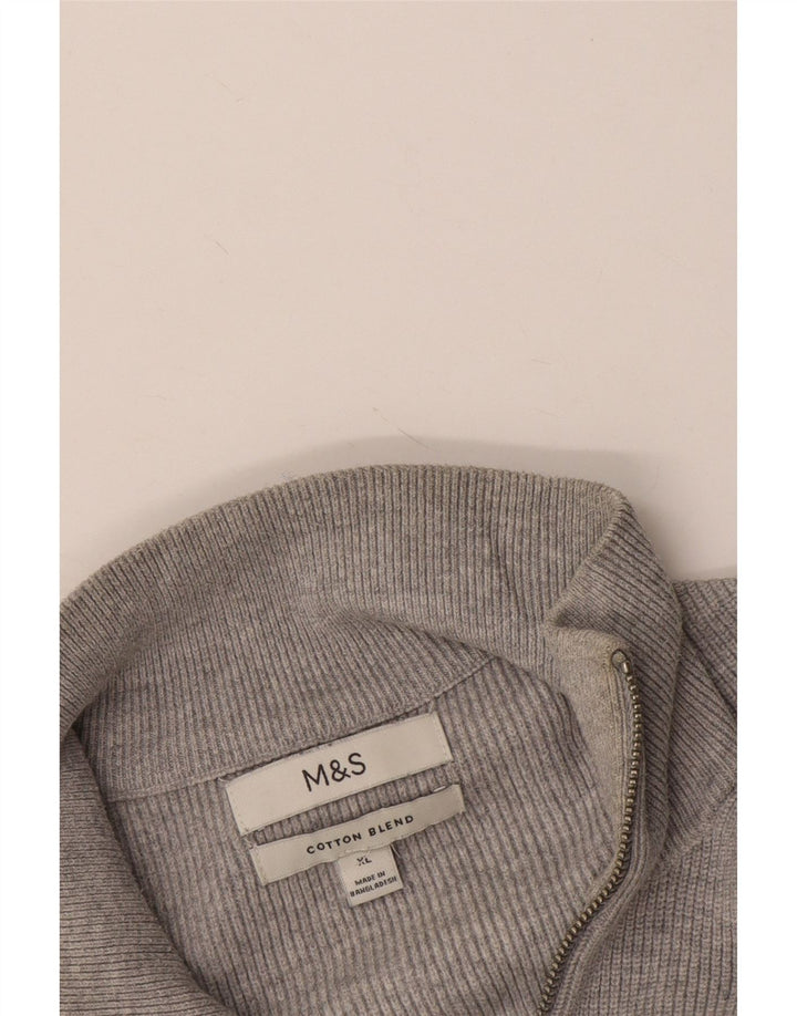 Marks & Spencer Jersey con cuello y cremallera para hombre XL Algodón gris