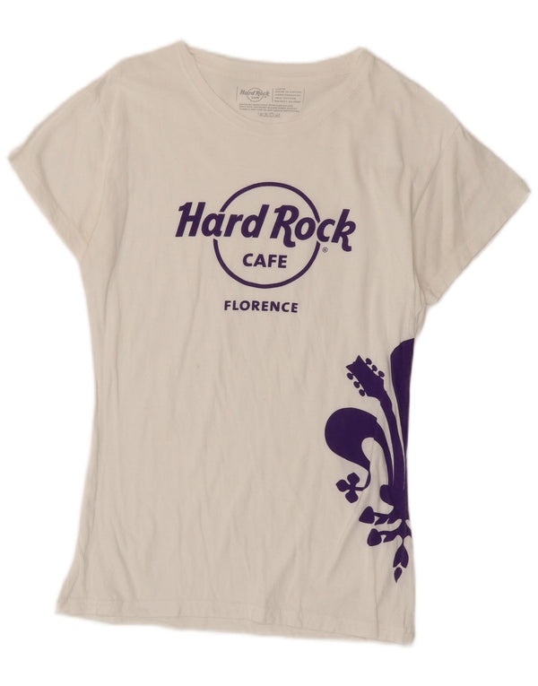 Hard Rock Cafe Mujer Florence Graphic Camiseta Top UK 40 Grande Algodón Blanco