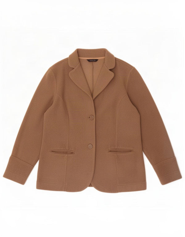 Lands End Chaqueta Blazer de Forro Polar con 2 Botones para Mujer UK 42 Poliéster Beige Mediano