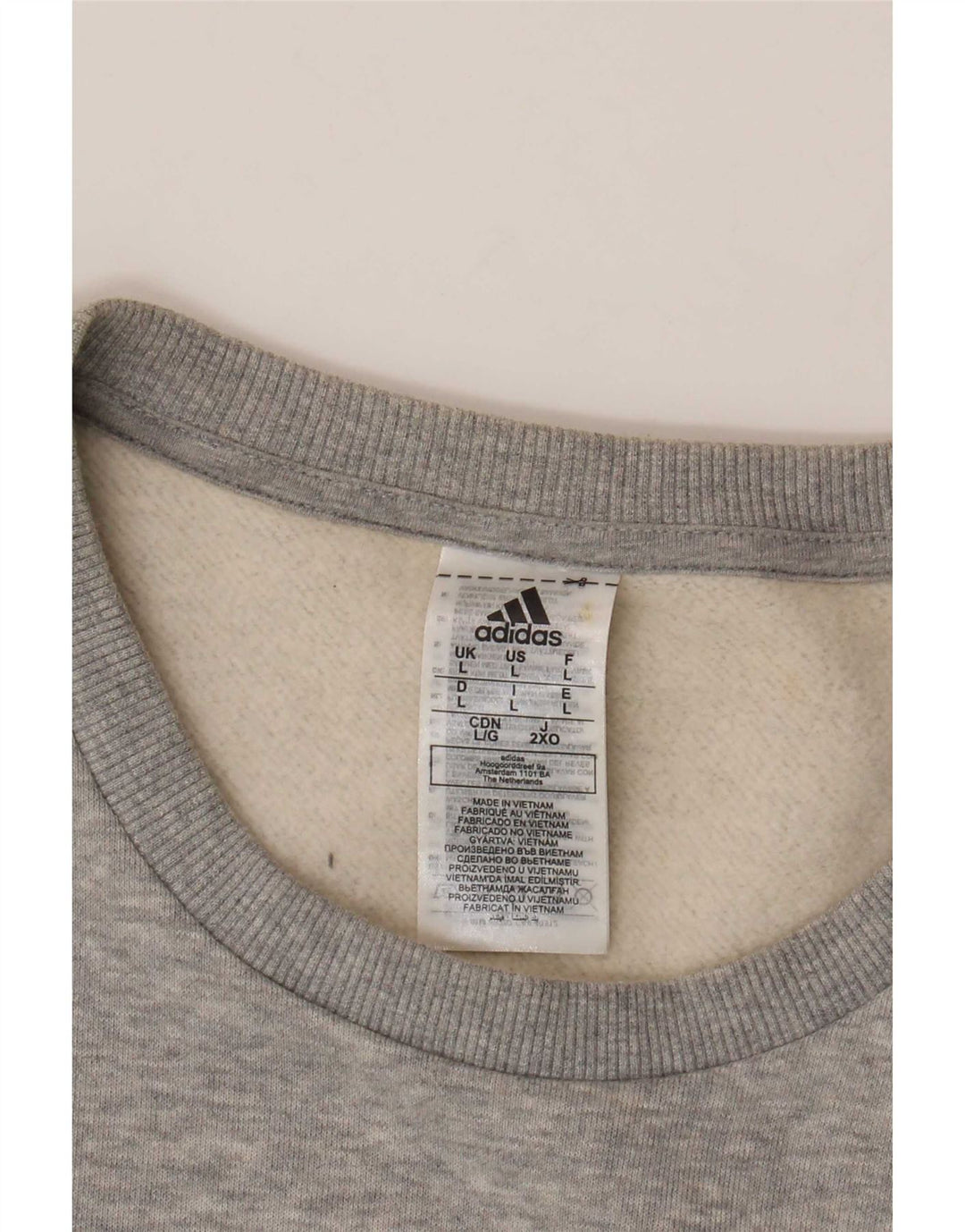 Adidas Hombre Sudadera Jumper Grande Gris Algodón