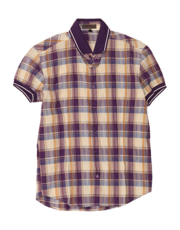 Tipo' S Camisa slim de manga corta para hombre XL Algodón a cuadros multicolor