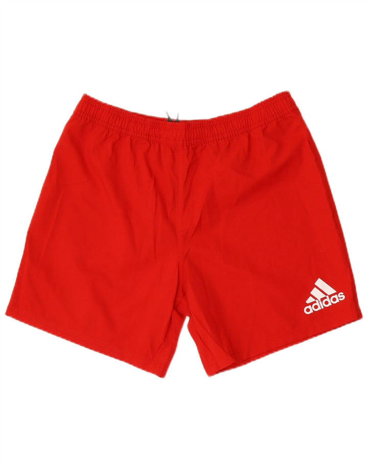 Adidas - Pantalones cortos deportivos para hombre, talla grande, poliéster rojo