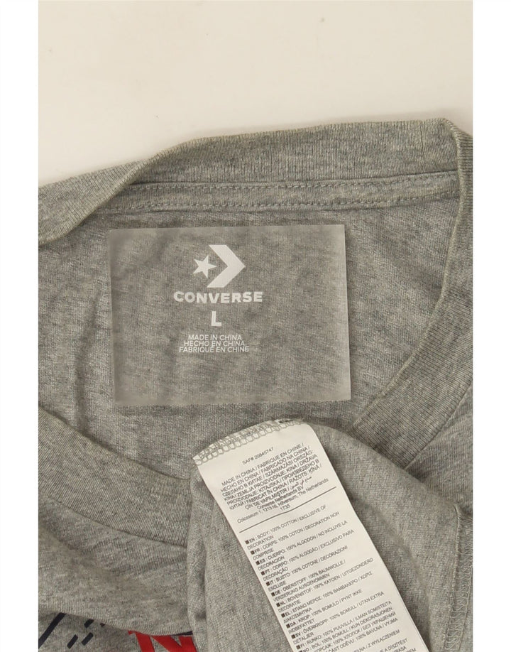 CONVERSE Hombre Chuck Taylor Graphic Top Manga Larga Algodón Gris Grande