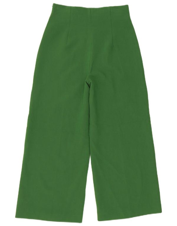 Zara Mujer Pantalones Casuales De Pierna Ancha Pequeño W26 L25 Verde