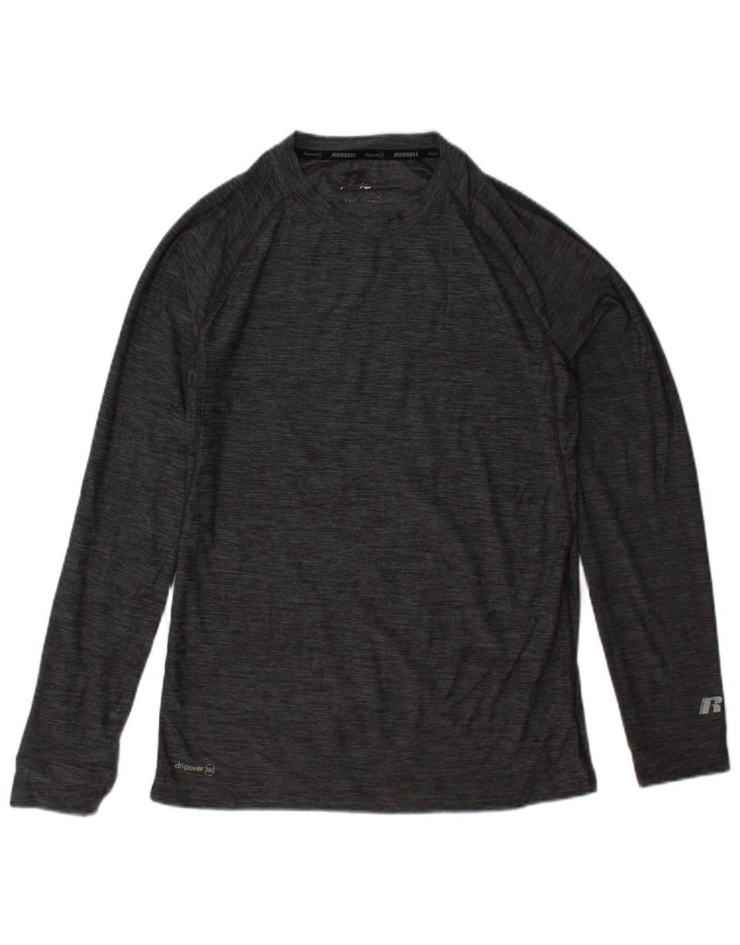 RUSSELL ATHLETIC Camiseta Dri-Power de manga larga para hombre pequeña gris moteada