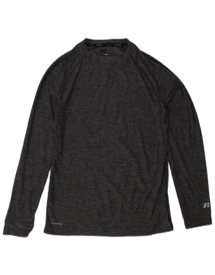 RUSSELL ATHLETIC Camiseta Dri-Power de manga larga para hombre pequeña gris moteada