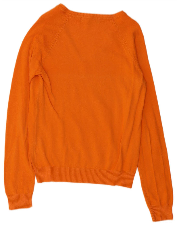 Zara - Jersey con cuello en V para mujer, talla 40, algodón naranja mediano