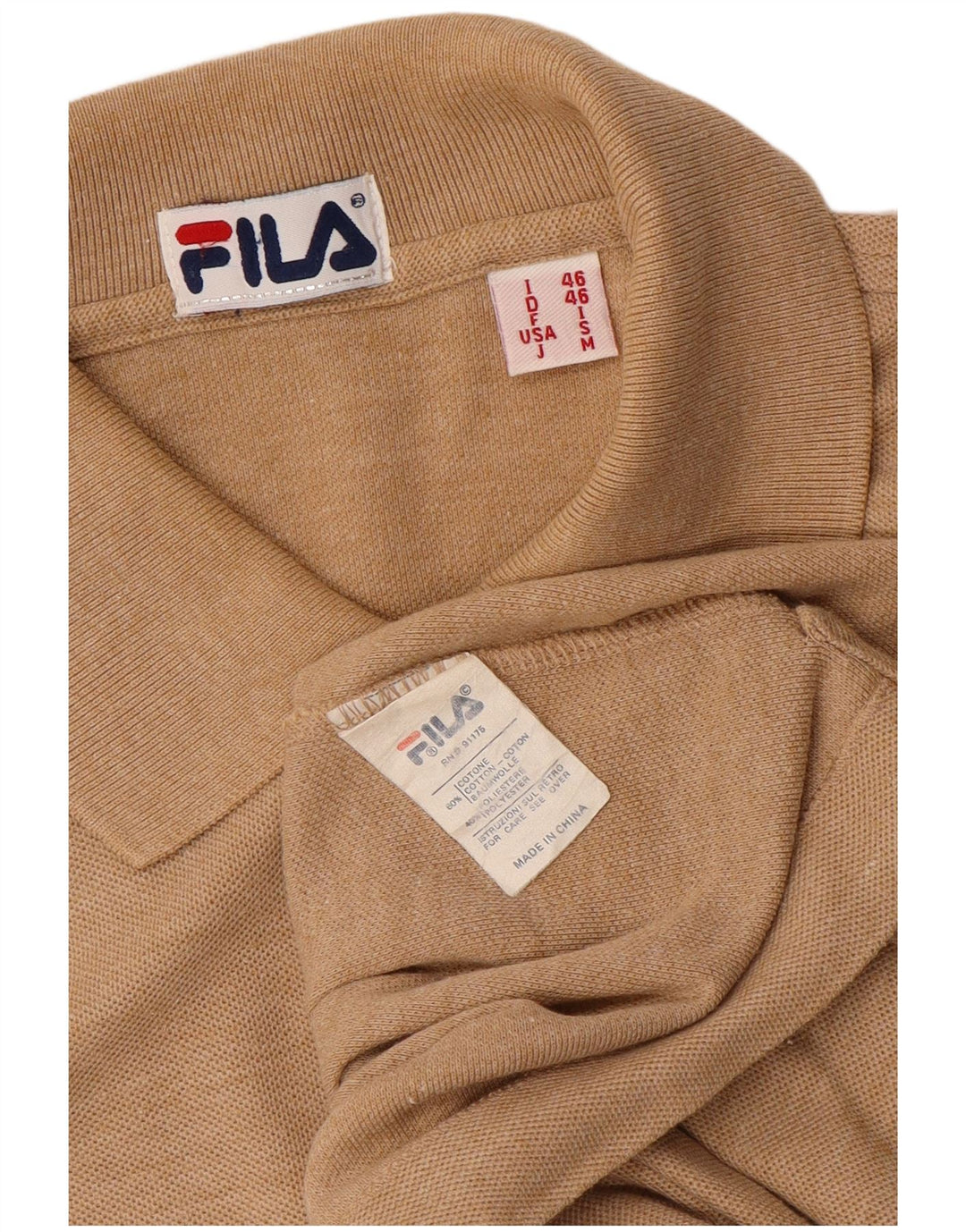 FILA Polo para hombre IT 46 Small Marrón Algodón moteado